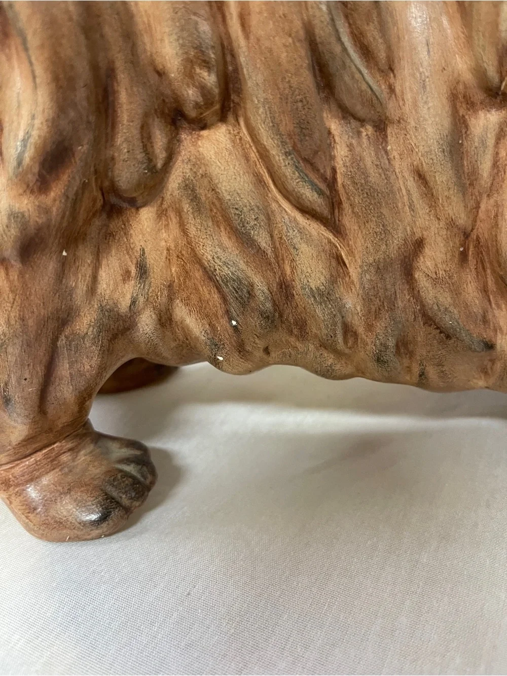 Vintage Pekingese Dog Figurine Porcelain Ceramic Handcrafted & Signed 12”Lx9”h